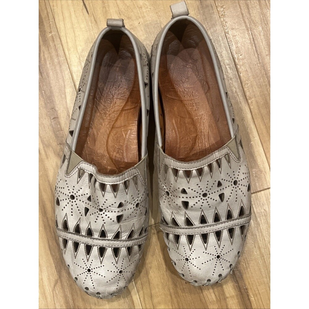 Spring Step Fusaro Tan Leather Cut Outs Slip On Loafer Shoes Size EU 41 US 10